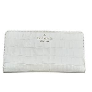 Kate Spade Ivory Dumpling Croc-Embossed Bi-fold Wallet